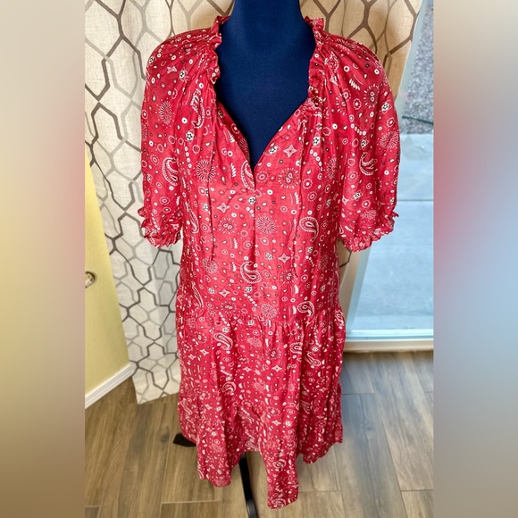 NEW! XiRENA Red Bandana Print Lyta Midi Dress - Picture 6 of 16